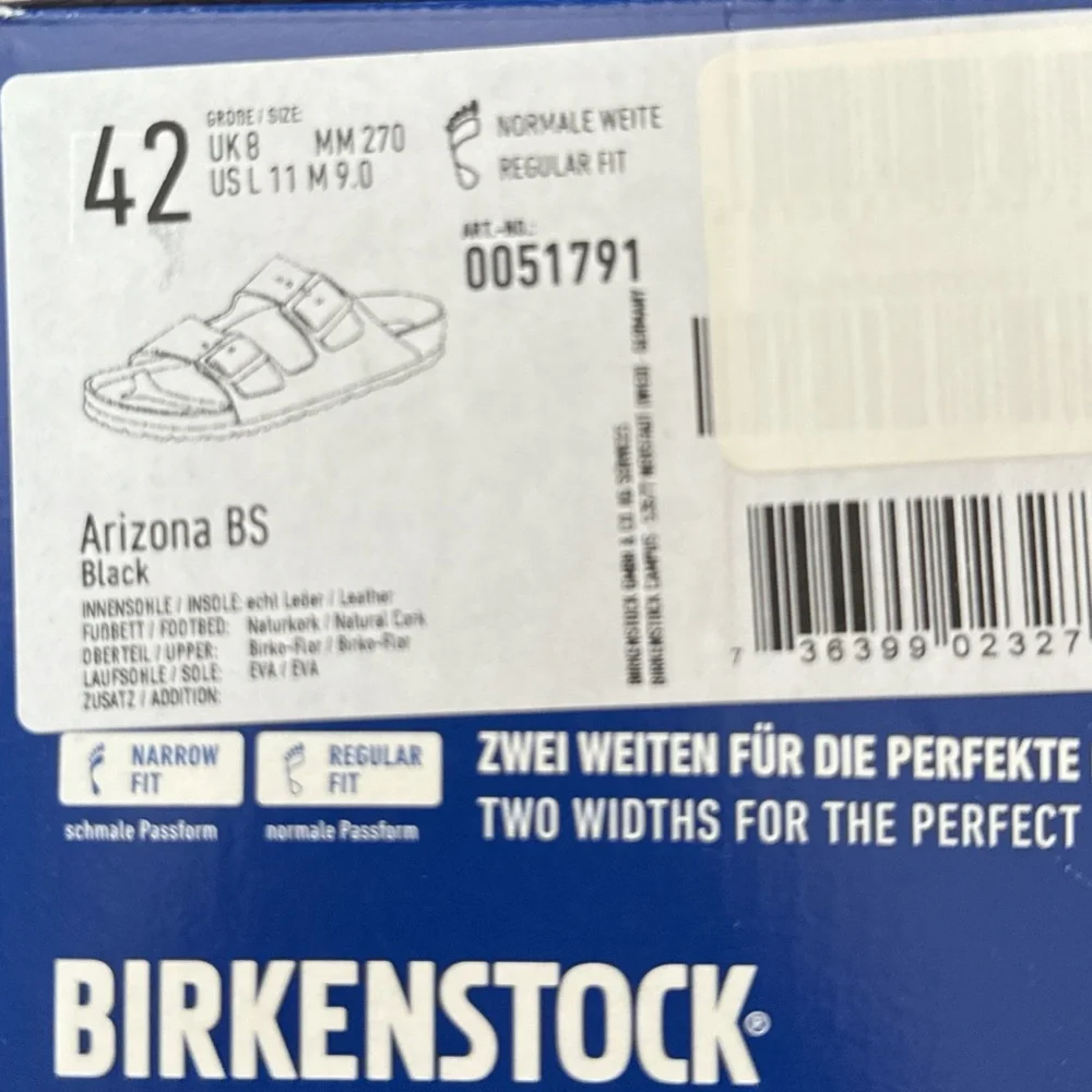 Birkenstock Men's Arizona Two-Strap Sandal in Black with Brown Footbed